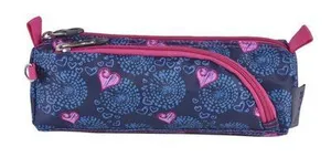 Penál "Dobby Pink Heart", šedá-ružová, zip, PULSE